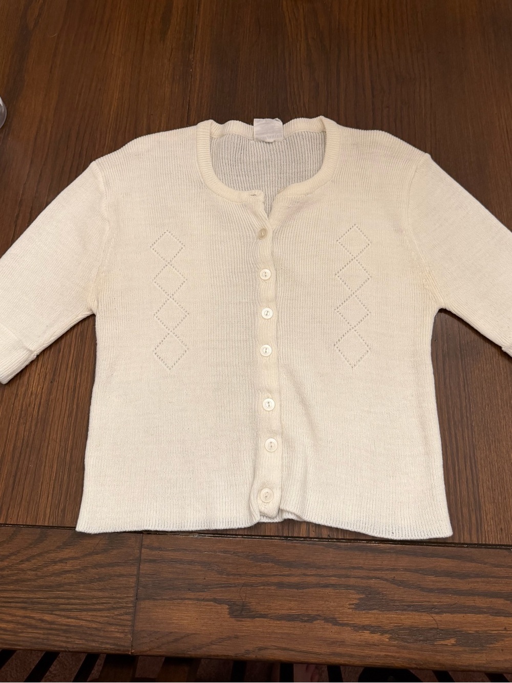 Vintage Cream Short-Sleeve Button Cardigan